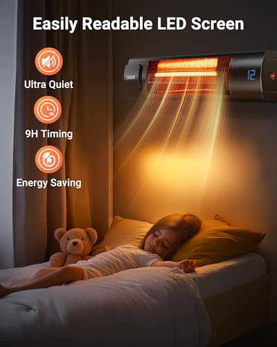 Pasapair Electric Patio Heater - Infrared Indoor Heater 9H Timer With Remote Control thumb #5