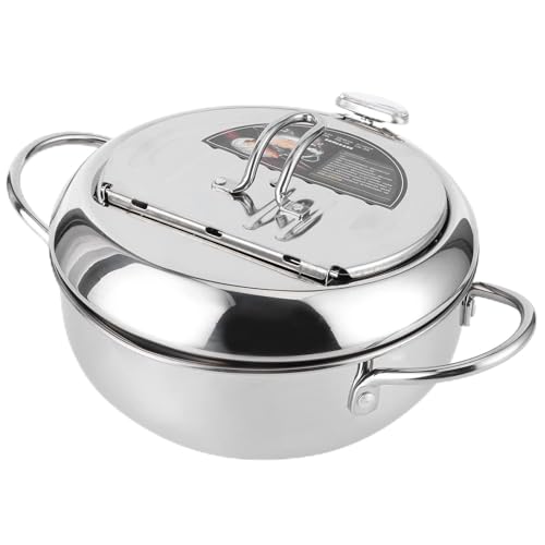 Mini Olla para Freír de Acero Inoxidable de Estilo Japonés con Termómetro, Cocina de Inducción Compatible con Freidora Pequeña (tamaño pequeño 20cm)