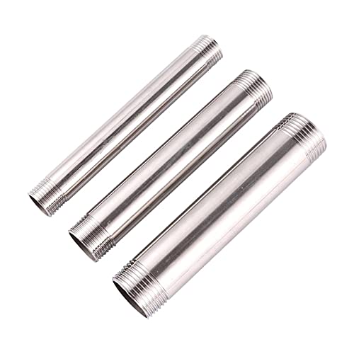 Raccord d'eau double filetage mâle 1/2" en acier inoxydable long de 15 cm