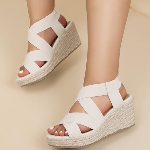 Image of Luoika Women's Wide Width Platform Wedge Sandals