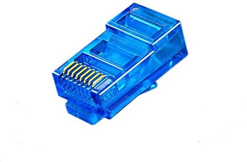 Davitu Electrical Equipments Supplies - Cat5e RJ45 Connector Pure Copper 8P Modular Ethernet Cable Head Plug Gold-plated Cat 5e Crimp Network RJ 45 Connector Cat5 - (Color: Blue, Package: 100pcs)