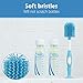 Dr. Brown's Reusable Sponge Baby Bottle Cleaning Brush + Soft Touch and Deluxe Bottle Brushes, BPA-Free, Blue, 3-Pack
