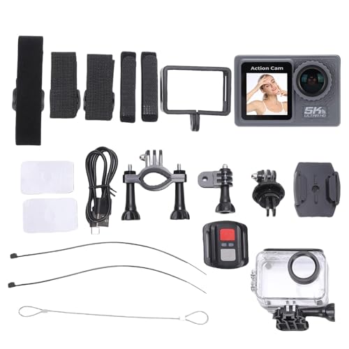 Sxhlseller Action Camera 5K 30fps, 24 MP Acqua Sott'acqua Camera Subacquea 30M Doppi di Controllo Telecomando WiFi, Telecamere Anti Shake e Camere da Casco Sportive Ad Angolo Largo 170