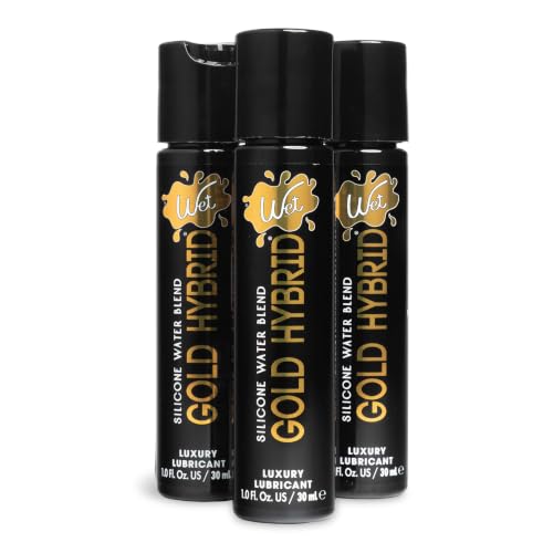 Image of Wet Gold Hybrid Silicone and Water-Based Lubricant | Long-Lasting Performance, Premium Formula | Made Without Glycerin and Parabens | Lube for Men, Women & Couples, 1 Fl Oz (Pack of 3)