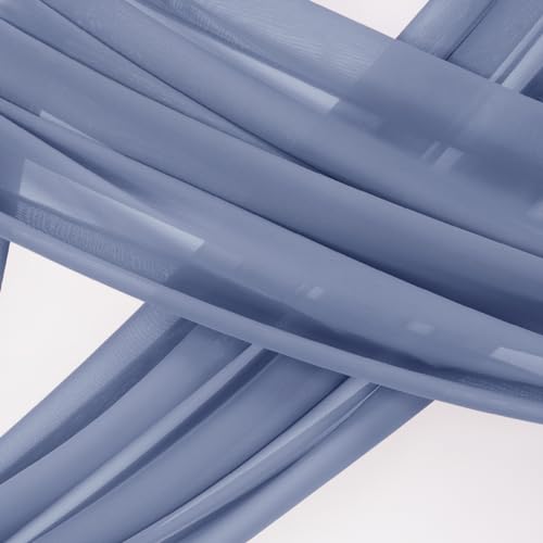 Image of Socomi Wedding Arch Draping Fabric 3 Panels 29 inch x 19Ft Dusty Blue Sheer Chiffon Curtain Drapes 6 Yards for Wedding Ceremony Birthday Party Decoration
