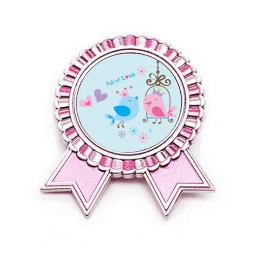 Broche cage d'oiseaux rose en métal travaillé de taille M