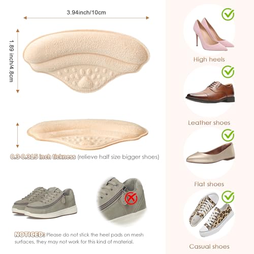 Image of 6 Pairs 4D Heel Pads for Shoes Too Big for Women Men, Heel Grips Cushions for Pain Relief, Inserts Prevent Loose Shoes Slip Blisters Scar, Heel Protectors for Friction (6, Black, Fabic)
