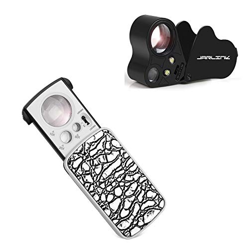 JARLINK Jewelers Loupe Magnifier Bundle with LED Slide-Out Jewelers Loupe with UV Black Light for Gems, Jewelry, Coins, Stamps, etc