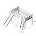 Max & Lily Low Loft Bed, Twin Bed Frame For Kids With Slide, White