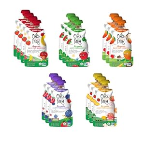 Once Upon a Farm Pouches, Dairy-Free Smoothie Variety Pack, Strawberry Banana Swirl, Go-Go Greens, Coco for Mangoes, Berry Berry, USDA Certified Organic, Non-GMO, Cold-Pressure Protected, No Sugar Added, 16 Pack