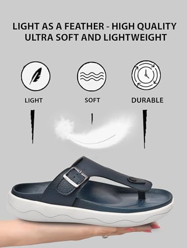 Image of HEALTH FIT Extra Soft Premium Classic Cushion Sliders /with Adjustable Buckle Strap & Light Weight Anti-SkidWaterproof Luxurious Slippers for Men's HF121