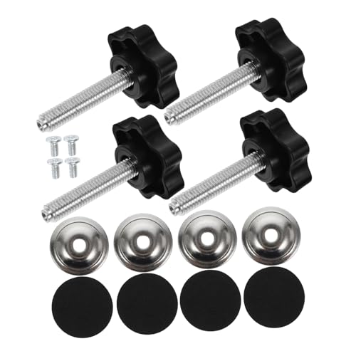 NAMOARLY 4 Sets Tablet Handle Knobs Kit Washer Thread Clamping Screw Knobs Threaded Knob Bolt with Knob T-Track Knobs Screw Knobs Star Shaped Knobs Kit Plastic Black