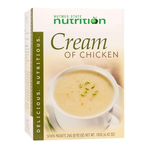Nutmeg State Nutrition – High Protein Instant Soup Mix, Low Calorie, Low Fat, Low Carb, Ideal Protein Compatible, 7 Servings Per Box (Cream of Chicken)