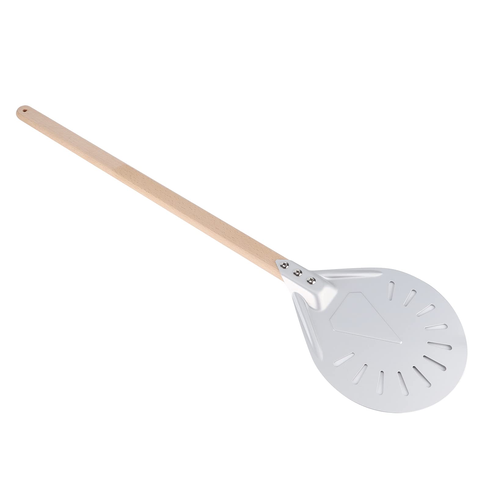 Pelle à Pizza en Aluminium Rond 8 Pouces, Manche en Bois 60cm,