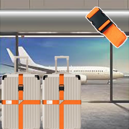 Luggage Straps for Suitcases, TSA Approved Travel Belt with Cross-Buckle（Orange）