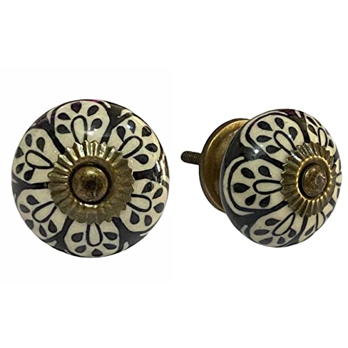 Image of Ceramic Door Knobs - Gold Antique Finish (Size 1.75 INCH, Pack of 6)