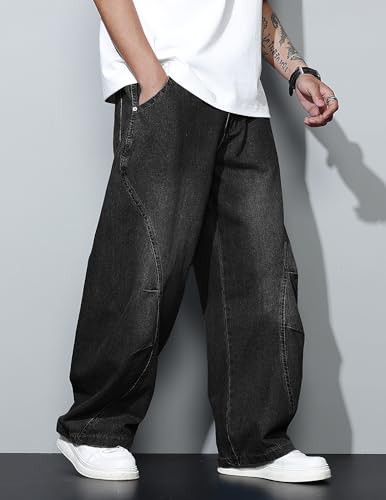 Men's Baggy Jeans Wide Leg Hip Hop Pants Irregular Sutures Loose Fit Trousers Streetwear4