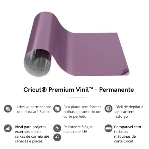 Image of Cricut Premium Permanent Vinyl, Light Purple - 4ft Roll (12'x48') - Compatible with Maker & Explore Machines, Long Lasting, UV & Water-Resistant, Indoor + Outdoor Projects