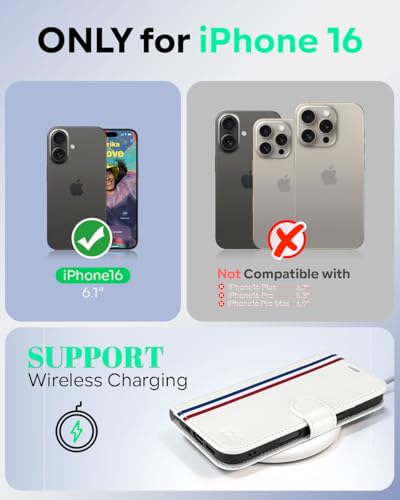 OCASE for iPhone 16 Case, PU Leather Wallet, Magnetic Flip Folio Cover with RFID Blocking, Card Holders, Shockproof TPU - Image 2