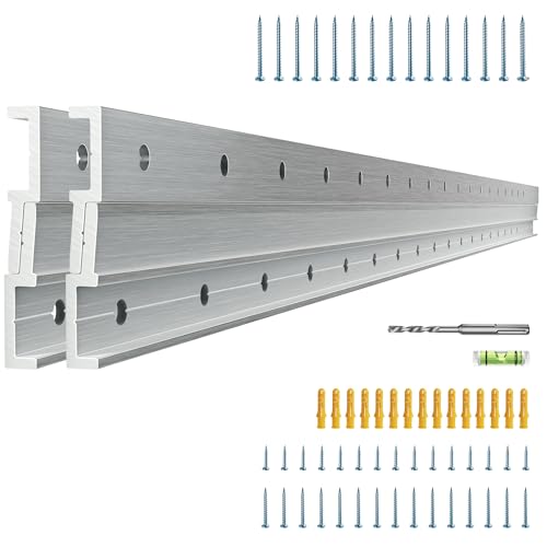 Image of French Cleat Hanger Heavy Duty 41 inch - 2 Pairs Aluminum Alloy Z Clips Brackets Heavy Mirror Mounting Hardware 500 lbs Load Interlocking Z Hangers Picture Hanging Kit