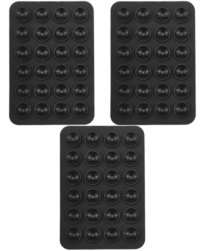 Image of CERLINK (Pack of-3) Phone Case Adhesive Mount Cellphone Case Compatible Mobile Accessory Silicone Suction Phone Grip Holder (3Black Only)