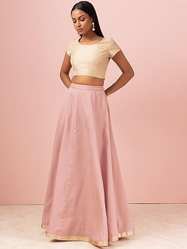 Image of Indya Womens Silk Floor Length Kalidar Lehenga Skirt
