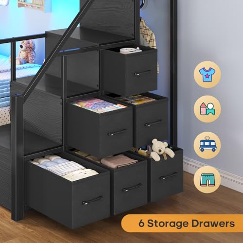 BTHFST Bunk Bed Twin Over Twin with Stairs