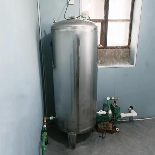 Depósito de presión vertical con manómetro para aumentar el agua de pozo, tanque de expansión de acero inoxidable con kit de montaje para sistemas de interior/exterior