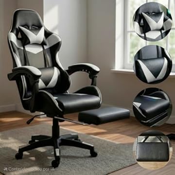 Cadeira Escritório Gamer Reclinável Ergonômica Profissional (Branco)