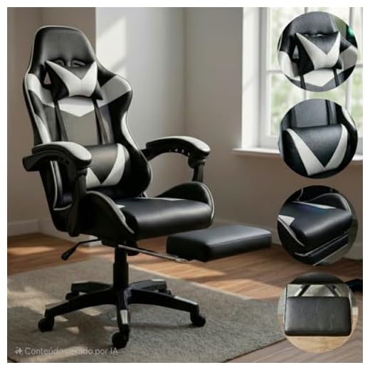 Cadeira Escritório Gamer Reclinável Ergonômica Profissional (Branco)