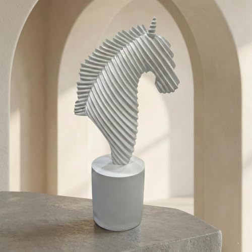 Image of Modern Abstract White Horse Head Figurine | Resin Home Decor Accent | Unique Art Piece for Living Room, Office, or Shelf | Sleek and Contemporary Design - White (Horse Head -1)
