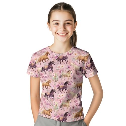 Image of WELLFLYHOM Kids Tshirts Girls Boys Short Sleeve Crewneck Tees Shirts Casual Sport Pullover Tops Size 3-16 Years