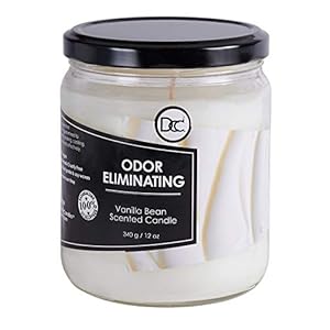 Vanilla Bean Odor Eliminating Highly Fragranced Candle – Eliminates 95% of Pet, Smoke, Food, and Other Smells Quickly – Up to 80 Hour Burn time – 12 Ounce Premium Soy Blend