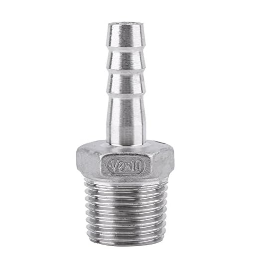 BORDSTRACT Schlauchtüllen Fittings SS304 Edelstahl Außengewinde Rohrfitting Barb Schlauchanschluss BSP 1/8"~3/4" zum Anschluss von Luftrohr, Kraftstoffrohr, Wasserrohr(1/2×10mm)