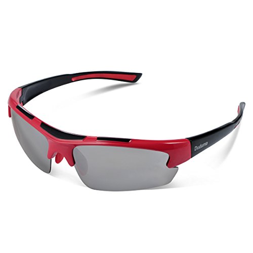 Duduma Polarized Designer Fashion Sports Sunglasses for Baseball Cycling Fishing Golf Tr62 Superlight Frame (red/black)