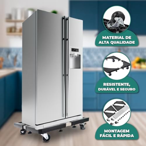 Suporte Carrinho Fogão Geladeira Maquina de Lavar Eletrodomésticos Domésticos Multifuncional Inox Mó