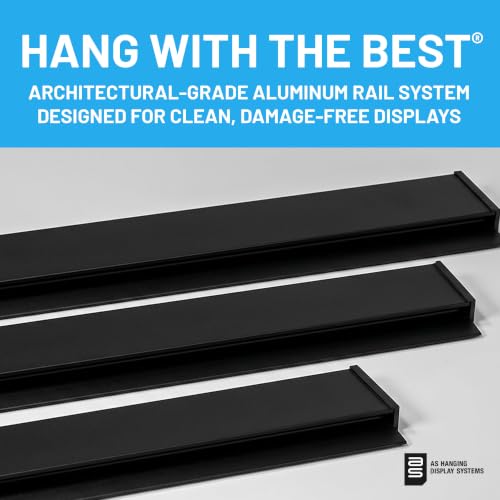 Image of AS Hanging 6ft Paper and Poster Hanger Rail (2x3ft Rails) - Black | Aluminum poster rail with No-Jam grip for paper to 2mm card. Damage-free Click & Connect for home, office & school.