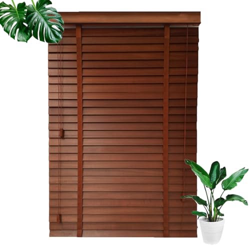 Xrdbfd Persianas Horizontales para Ventanas, Estores Venecianas De Madera Auténtica, Estores De Madera, Persianas Venecianas 45/60/75/90/105/120/135cm, Marrón,WxH-40x120cm/15.7 * 47in