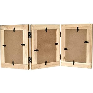 Rustic Distressed 3 Photos Folding Picture Frame Collage with Decorative Wood Beads 3 Picture Frames 4×6 for Table or Wall Hanging Farmhouse Gift Idea for Family and Friends