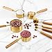 Gold Measuring Cups and Spoons Set,8 Piece Premium Stainless Steel Measuring Cups with Wood Handles,4 Stackable Wooden Measuring Cups and 4 Measuring Spoons Set for Baking Supplies in the Kitchen