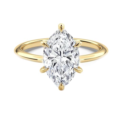 10k 14k 18k Solid Gold Moissanite Engagement Ring 1 1.5 2 2.5 3 Carat Center Round/Cushion/Oval/Pear/Marquise/Asscher/Emerald/Princess/Radiant Cut Solitaire Moissanite Wedding Ring for Her Women