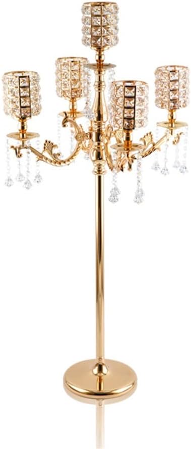 Wedding Hardware Props Handicraft Candlestick European Type Five-Head Iron Art Electroplating Gold