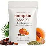 Pumpkin Seed Oil Capsules with Saw Palmetto 300 Softgels | 2-in-1 Formula 3000mg | Cold Pressed Pure Virgin Oil for Hair, Prostate & Bladder Health | Immune Support, Urinary Wellness | Vegan, Non-GMO
