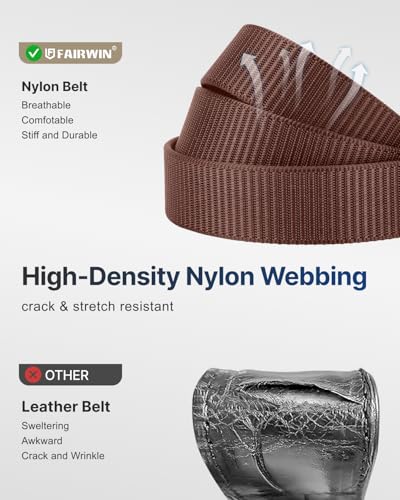 FAIRWIN Ratchet Belts for Men - Nylon Web Belt for Golf Tactical Work Casual, Adjustable Webbing with Ratcheting Buckle