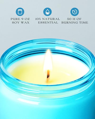 Image of AOOVOO Fantasy Ocean Odor Eliminating Highly Fragranced Candle - Eliminates 95% of Pet, Smoke, Food, and Other Smells Quickly, Non Toxic Air Freshing Soy Candle, 9 oz Up to 50 Hours Burn time
