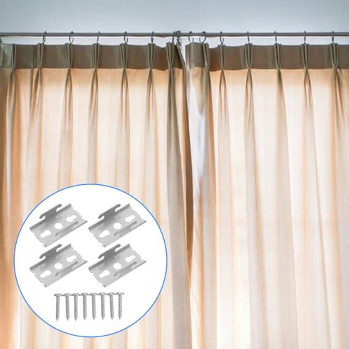 Amosfun Curtain Rod Brackets 4 Pack Low Profile Metal Rod Holders 1.61X0.82X0.39In Wall Mount Curtain Accessories for Window Treatment Home Decor - Image 8