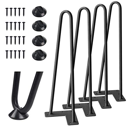 Image of JGS Iron Legs for Table of 4 Hairpin Legs for Furniture Office Metal Desk Legs Dining Table Legs Industry Work Set Table Height Extender Metal Legs for Coffee Table Side Table Iron Stand 16 Inch