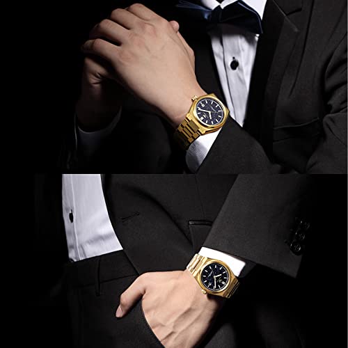 Image of Automatic Mechanical Wrist Watch for Men with Star Dust Dial, Fashion Self-Winding Watches for Men Stainless Steel Waterproof Luminous Sapphire Crystal Mens Watches with Auto Date (Silver)
