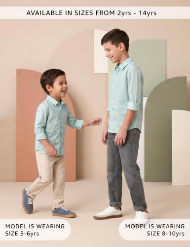 Image of Amazon Brand - Symbol Boys Regular Cotton All Over Printed Full Sleeve Shirt
