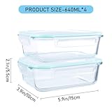 Gcirn Glass Food Storage Containers with Lids 640ml*4 - Glass Meal Prep Containers Sets - Lunch Box with Blue Lids Reusable - Airtight & BPA-Free - Microwave & Dishwasher Safety - Image 2